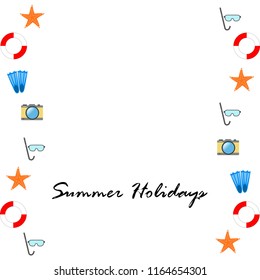summer holiday hat flip flops seashell vector background