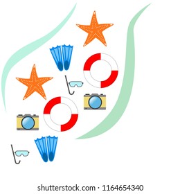 summer holiday hat flip flops seashell vector background
