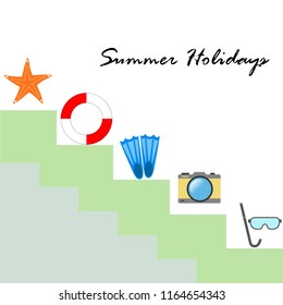 summer holiday hat flip flops seashell vector background