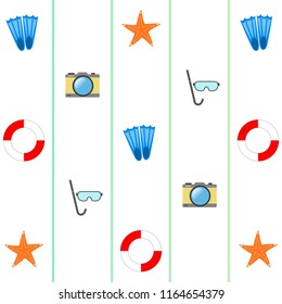 summer holiday hat flip flops seashell vector background