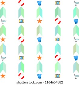 summer holiday hat flip flops seashell vector background