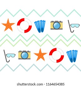 summer holiday hat flip flops seashell vector background