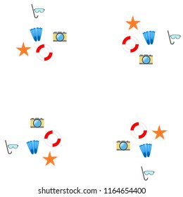 summer holiday hat flip flops seashell vector background