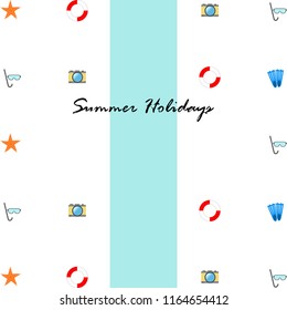 summer holiday hat flip flops seashell vector background