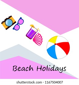 summer holiday hat flip flops seashell vector background