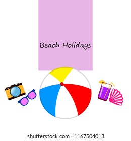 summer holiday hat flip flops seashell vector background