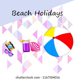 summer holiday hat flip flops seashell vector background