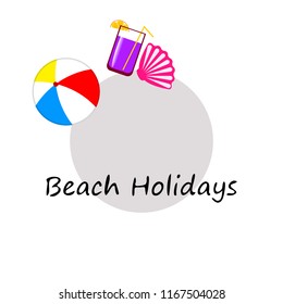 summer holiday hat flip flops seashell vector background