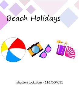 summer holiday hat flip flops seashell vector background