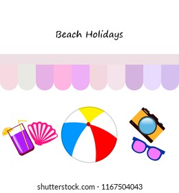 summer holiday hat flip flops seashell vector background