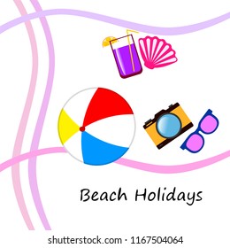 summer holiday hat flip flops seashell vector background
