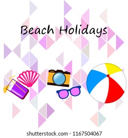 summer holiday hat flip flops seashell vector background