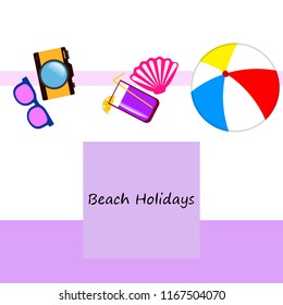summer holiday hat flip flops seashell vector background