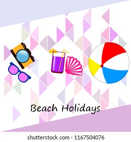 summer holiday hat flip flops seashell vector background