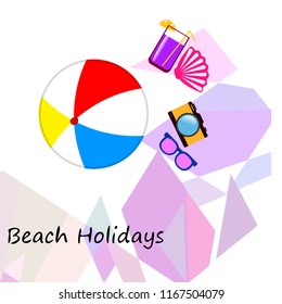 summer holiday hat flip flops seashell vector background