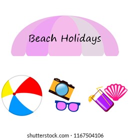 summer holiday hat flip flops seashell vector background