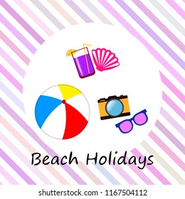 summer holiday hat flip flops seashell vector background