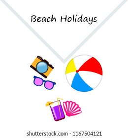 summer holiday hat flip flops seashell vector background