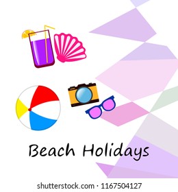 summer holiday hat flip flops seashell vector background