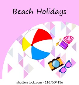 summer holiday hat flip flops seashell vector background