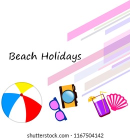 summer holiday hat flip flops seashell vector background