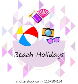 summer holiday hat flip flops seashell vector background