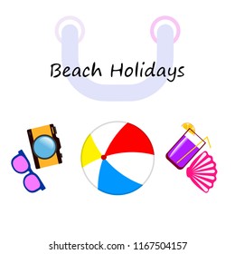 summer holiday hat flip flops seashell vector background