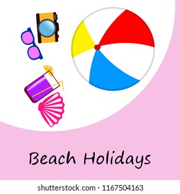 summer holiday hat flip flops seashell vector background