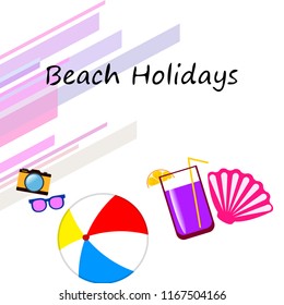 summer holiday hat flip flops seashell vector background