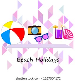 summer holiday hat flip flops seashell vector background