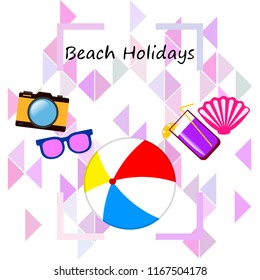 summer holiday hat flip flops seashell vector background
