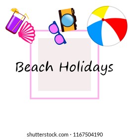 summer holiday hat flip flops seashell vector background