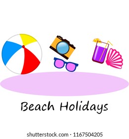summer holiday hat flip flops seashell vector background