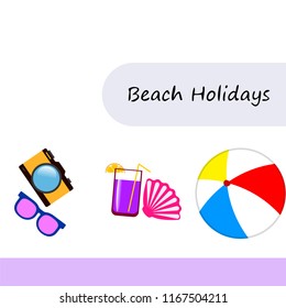 summer holiday hat flip flops seashell vector background