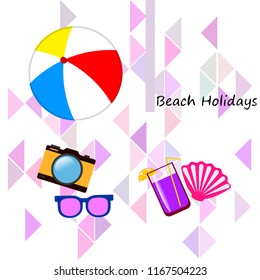 summer holiday hat flip flops seashell vector background