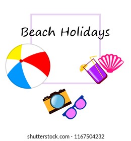 summer holiday hat flip flops seashell vector background