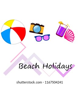 summer holiday hat flip flops seashell vector background