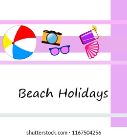 summer holiday hat flip flops seashell vector background