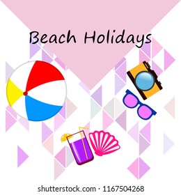 summer holiday hat flip flops seashell vector background
