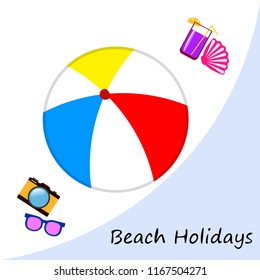 summer holiday hat flip flops seashell vector background