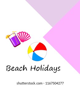summer holiday hat flip flops seashell vector background