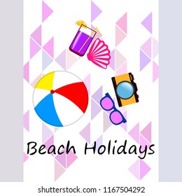 summer holiday hat flip flops seashell vector background