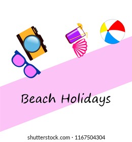 summer holiday hat flip flops seashell vector background