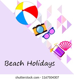 summer holiday hat flip flops seashell vector background