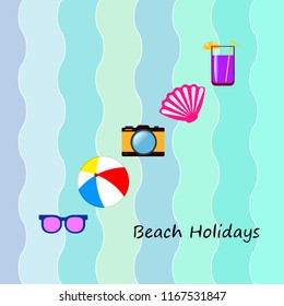 summer holiday hat flip flops seashell vector background