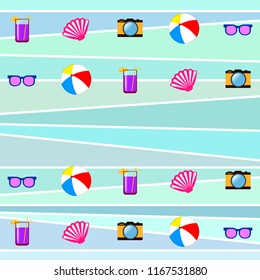 summer holiday hat flip flops seashell vector background