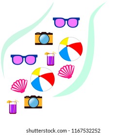 summer holiday hat flip flops seashell vector background