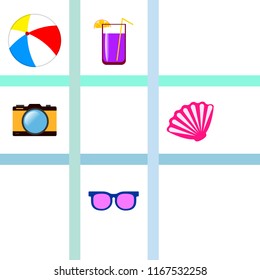 summer holiday hat flip flops seashell vector background