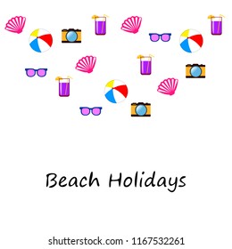 summer holiday hat flip flops seashell vector background