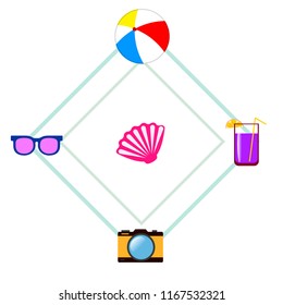summer holiday hat flip flops seashell vector background